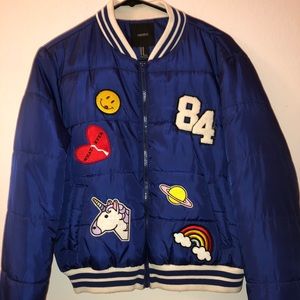 Blue puffer jacket